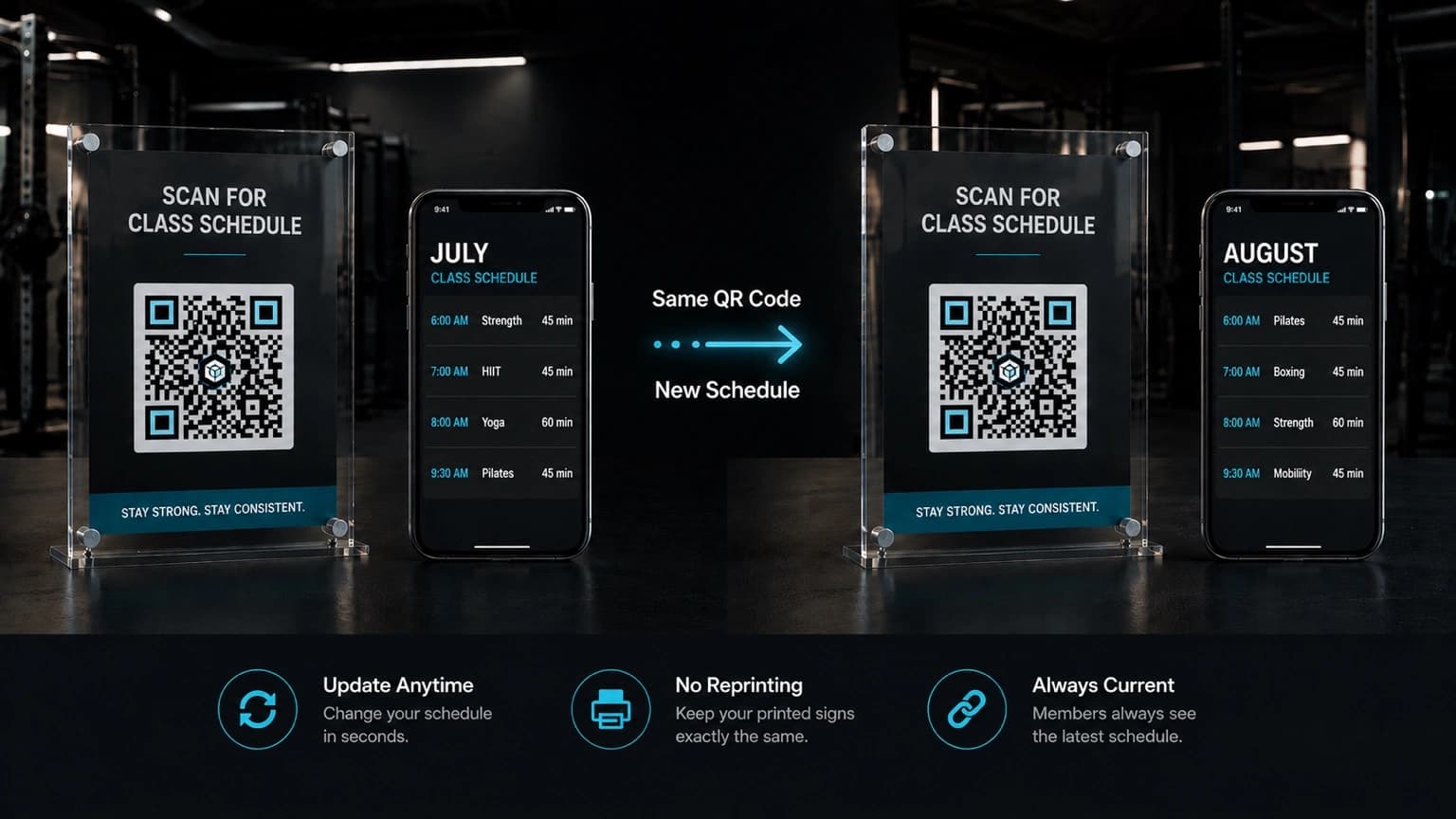 Dynamic QR Code Schedule Update