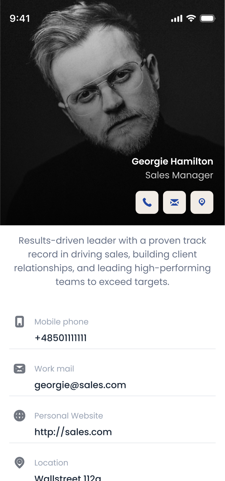 Share contact details directly to smartphone address books.