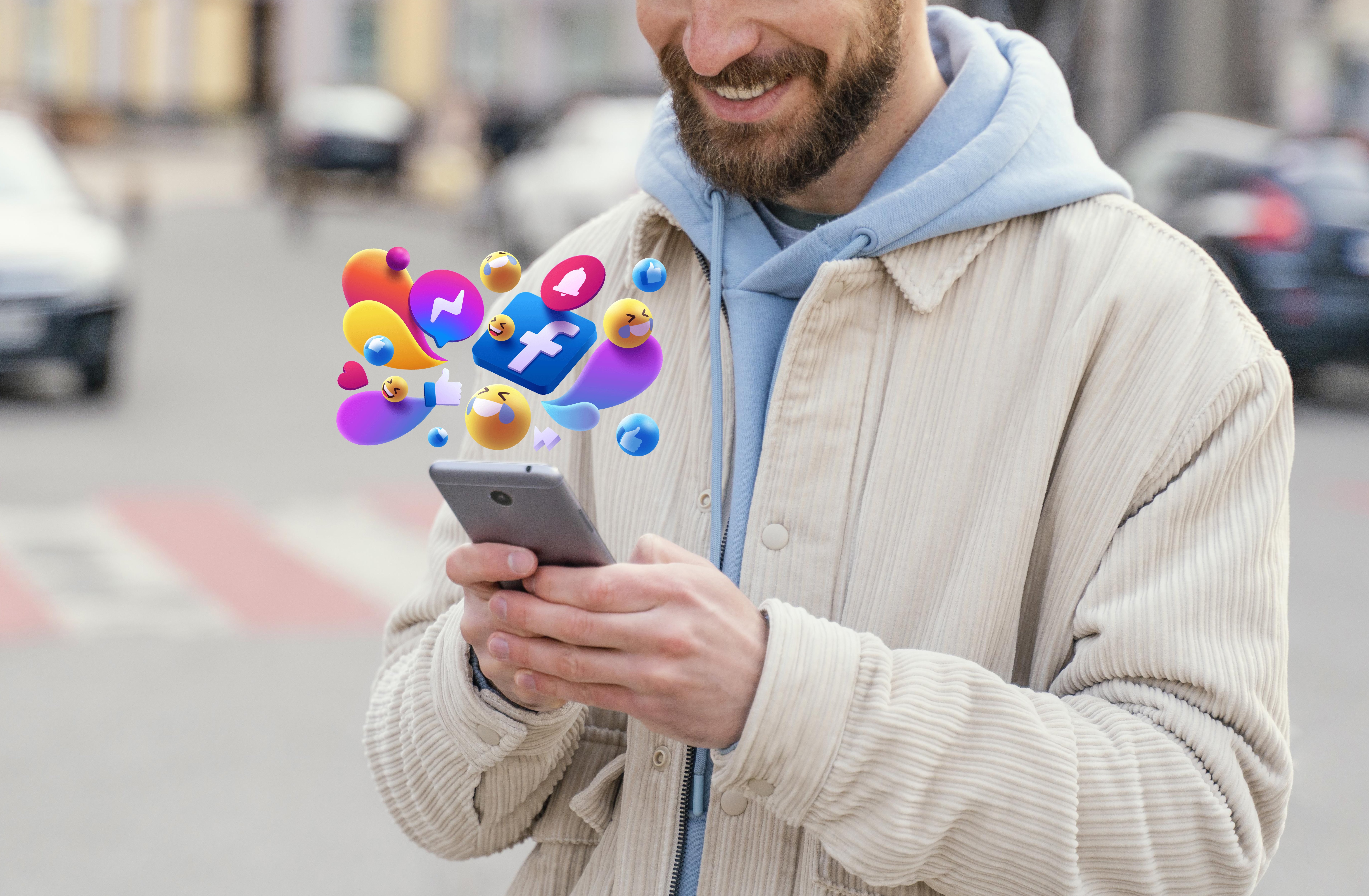 Man using smartphone for event social media campaigns and QR code marketing for maximum digital impact